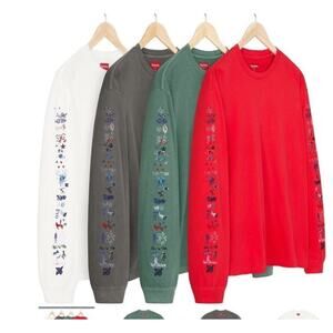 - Size XL- RARE Supreme AOI Icons Embroidered Long Sleeve Top 'Washed Red'